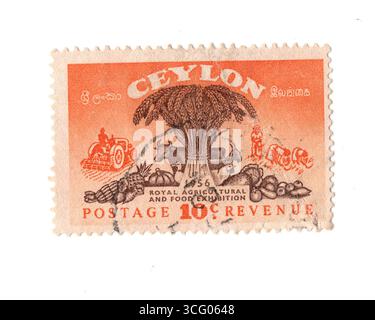 Flag of Ceylon on old postage stamp Stock Photo - Alamy