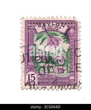 Flag of Ceylon on old postage stamp Stock Photo - Alamy