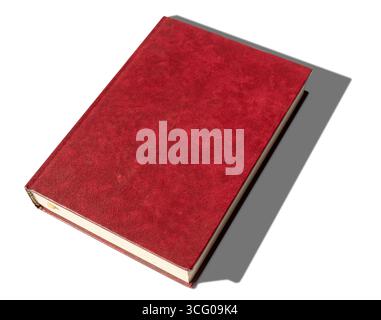 Closed red vintage book isolated on white background, perfect for mockups and template designs Stock Photo