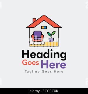 Beautiful House Interior Designing Logo - Colorful Home Logo Stock Vector