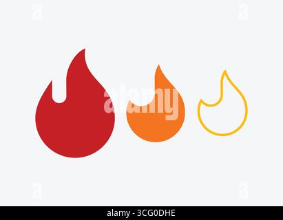 Set of Fire Flame Design Stock Vector