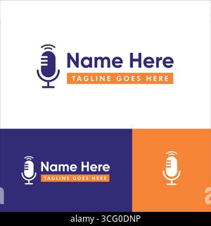 Mic Logo Design - Voiceover Agency Logo Design Stock Vector