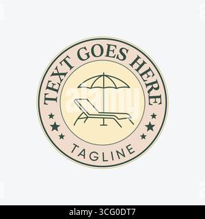 Sun Bathing and Sun Lounge Logo Design Stock Vector
