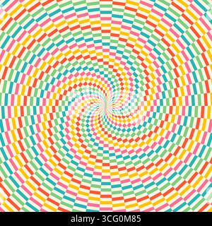 Retro sunburst or sunbeam swirl with colorful pixelated style in summer design Stock Photo