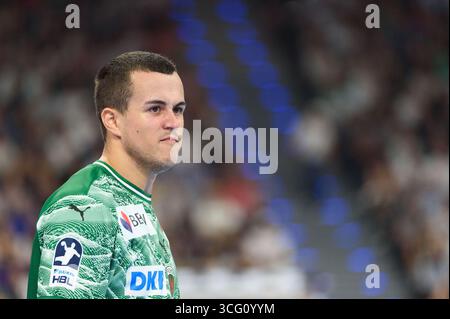 Munich, Deutschland. 23rd Aug, 2025. Munich, Germany, August 23rd 2025: Tim Freihöfer (20 Füchse Berlin) during the DHB Supercup match between Füchse Berlin and THW Kiel, SAP Garden, Munich, Germany. (Sven Beyrich/SPP) Credit: SPP Sport Press Photo. /Ģ����ý Live News Stock Photo