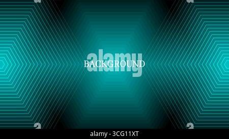 Black abstract background with teal green triangular pattern, modern geometric texture, diagonal rays and angles, hexagons Stock Vector