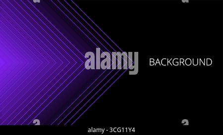 Black abstract background with purple triangular pattern, modern geometric texture, diagonal rays and angles Stock Vector