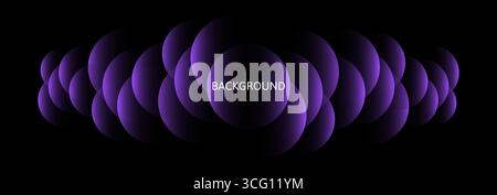 Black abstract banner with purple gradient bubbles. Background template. Vector illustration Stock Vector