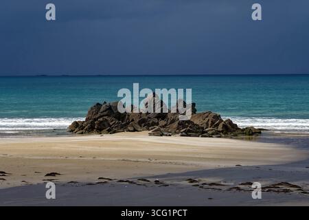 dark clouds over the sea, France, Brittany, Erquy Stock Photo