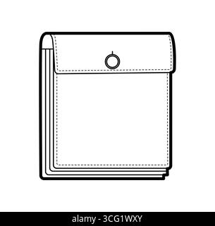 Accordion Pocket technical fashion illustration. Flat apparel template front view. Women, men unisex style item CAD mockup isolated on white background  Stock Vector