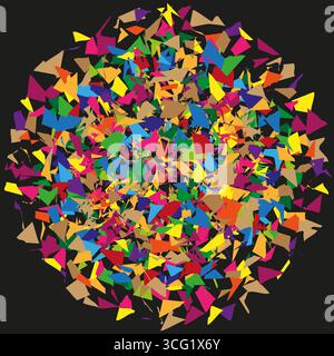 Abstract colorful geometric shapes. Chaotic vector pattern. Bright mosaic illustration. Dynamic burst design. Stock Vector