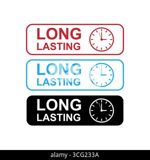 Long Lasting Product Labels with Warranty Clock Badges Stock Vector