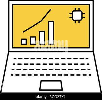 Fintech icon of AI-powered investment advice with artificial intelligence and financial analysis, Vector Illustration Stock Vector