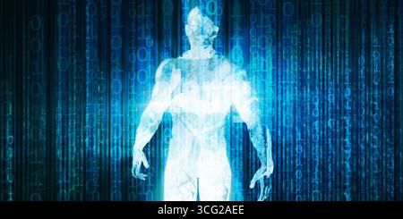 Human Integration with Technology as Transhumanism Concept Stock Photo