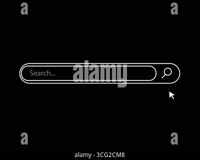 Modern Minimalistic Search Bar UI on Dark Background, Vector. Stock Vector