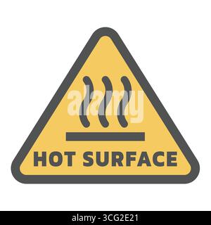 Hot surface vector triangular label. Icon sticker for oven or stove symbol. Stock Vector