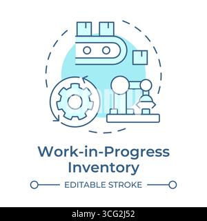 Work in progress inventory soft blue concept icon Stock Vector