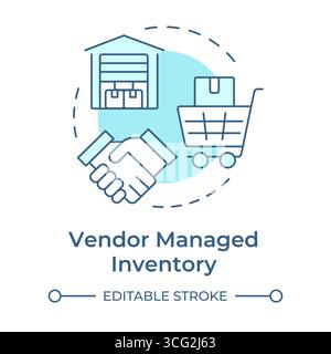 Vendor managed inventory soft blue concept icon Stock Vector