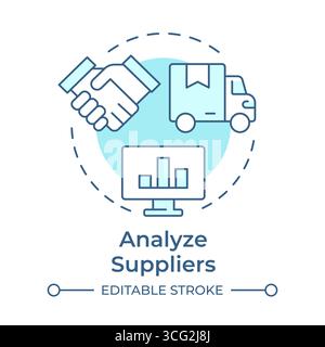 Analyze suppliers soft blue concept icon Stock Vector