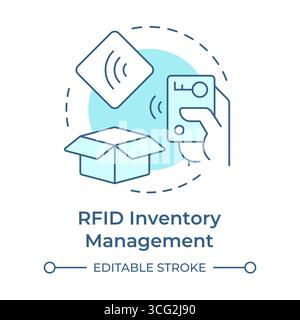 RFID inventory management soft blue concept icon Stock Vector