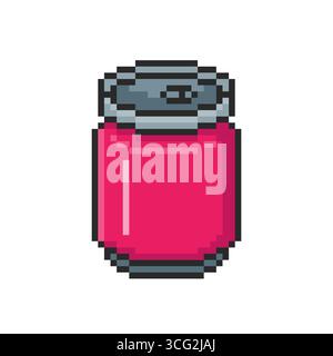 Pixel art Pink Soda Can game asset design Stock Vector