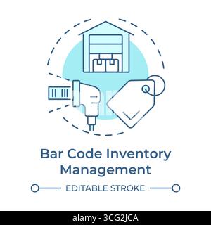 Barcode inventory management soft blue concept icon Stock Vector