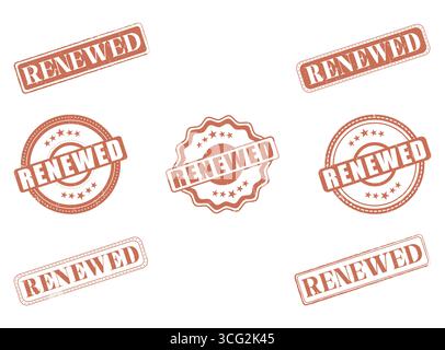 A Collection of Renewed Rubber Stamps and Seals Stock Vector