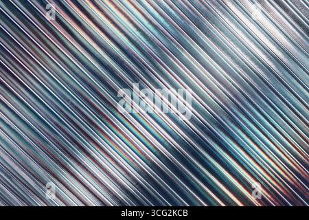 Iridescent dark gradient ribbed glass background, horizontal abstract texture Stock Photo