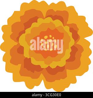 One yellow marigold. Floral decoration for Indian floral festive garland toran. Zendu flower isolated on background. Diwali, Halloween Dia de los Stock Vector