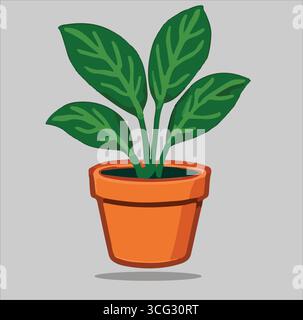 The Green Plant in the pot Stock Vector
