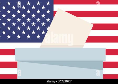 ballot box with USA flag; USA 2024 Presidential Election concept - vector illustration Stock Vector