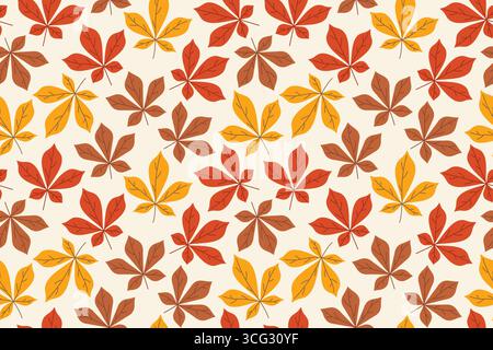 seamless pattern with chestnut leaves; autumn background - vector illustration Stock Vector