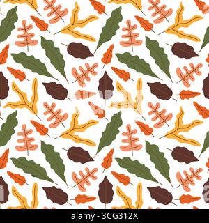 seamless pattern with autumn colorful leaves - vector illustration Stock Vector