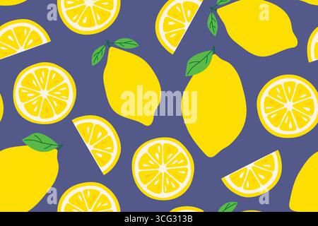 seamless pattern with lemon fruits - vector illustration Stock Vector
