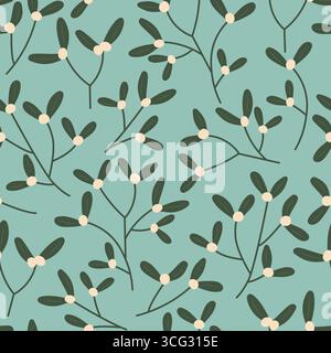 mistletoe twigs christmas seamless pattern- vector illustration Stock Vector