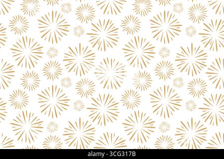 golden seamless New Year's Eve pattern with fireworks- vector illustration Stock Vector