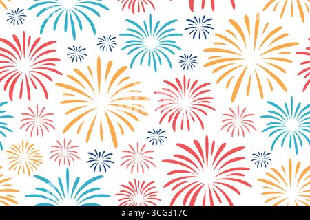 colorful seamless New Year's Eve pattern with fireworks- vector illustration Stock Vector