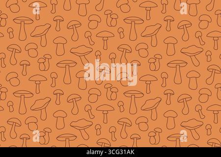 seamless autumn pattern with different mushrooms - vector illustration Stock Vector