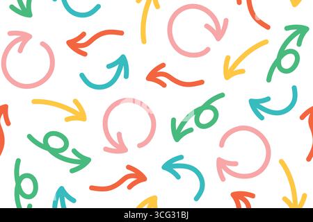 seamless pattern of colorful arrows; UI elements, infographic backgrounds, navigation concepts or educational graphics vector illustration Stock Vector