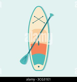 SUP (Stand Up Paddle) board and paddle icon - vector illustration Stock Vector