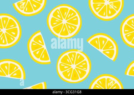 seamless pattern with lemon fruits slices - vector illustration Stock Vector