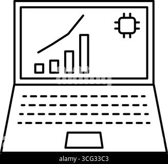 Fintech icon of AI-powered investment advice with artificial intelligence and financial analysis, black and white, Vector Illustration Stock Vector