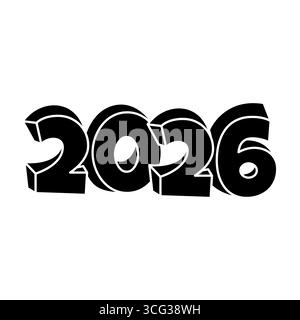 vector illustration the numbers 2026. the numbers are depicted in a slightly stylized, bold font with visible suggesting a three-dimensional or blocky Stock Vector