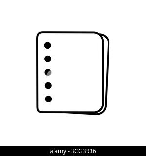 simple notepad or stack of papers with punched holes on the side. the minimalist outline design represents notes, documents, schoolwork, or office org Stock Vector