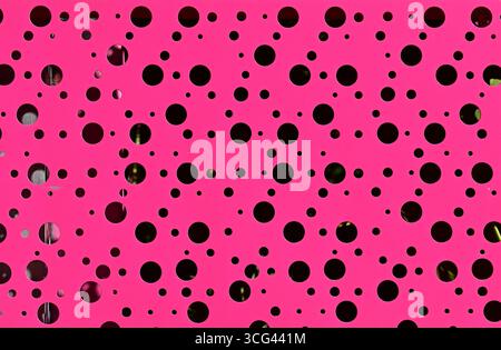 Perforated metal sheet painted pink in Tijuca neighborhood, Rio de Janeiro, Brazil Stock Photo