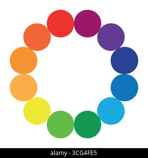 Color palette set or colors wheel chart diagrams, rainbow palette round element, color wheel spectrum for color selection or segment slice sign. Stock Vector