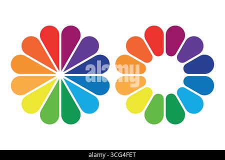 Color palette set or colors wheel chart diagrams, rainbow palette round element, color wheel spectrum for color selection or segment slice sign. Stock Vector