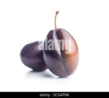 Ripe plums isolated on a white background. Stock Photo