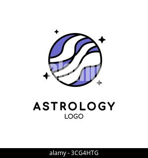 Planet astrology logo icon symbol for astronomy design isolated over white background Stock Vector