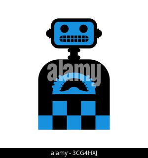Robot taxi driver logo design. Vector illustration concept of autonomous cab service with artificial intelligence, symbolizing smart mobility, modern Stock Vector